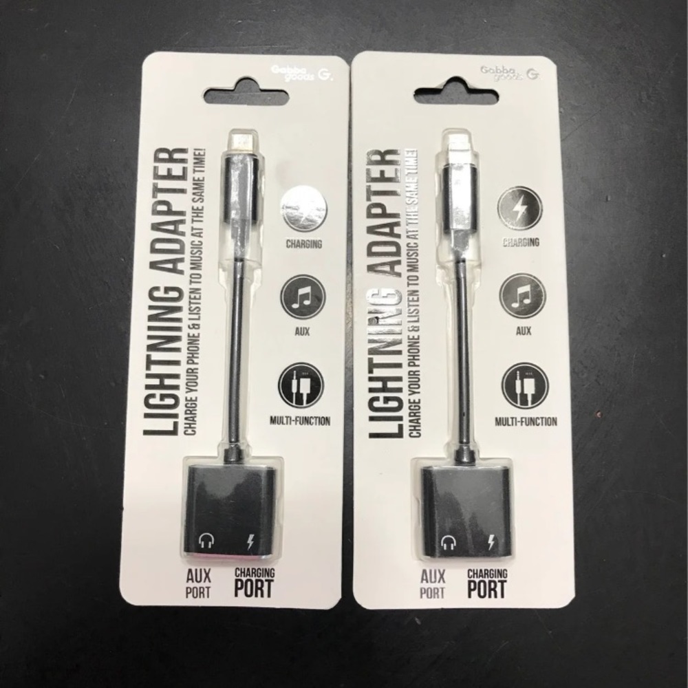 2 Packages Gabba Goods iPhone Lightning to Aux & Splitter Port, Charging,